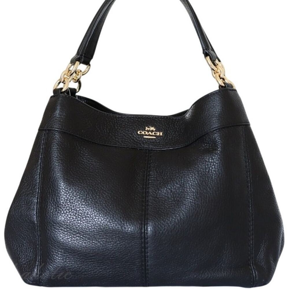 Coach Classic 2017 Lexy Black Pebble Leather Shoulder Bag Gold Hardware